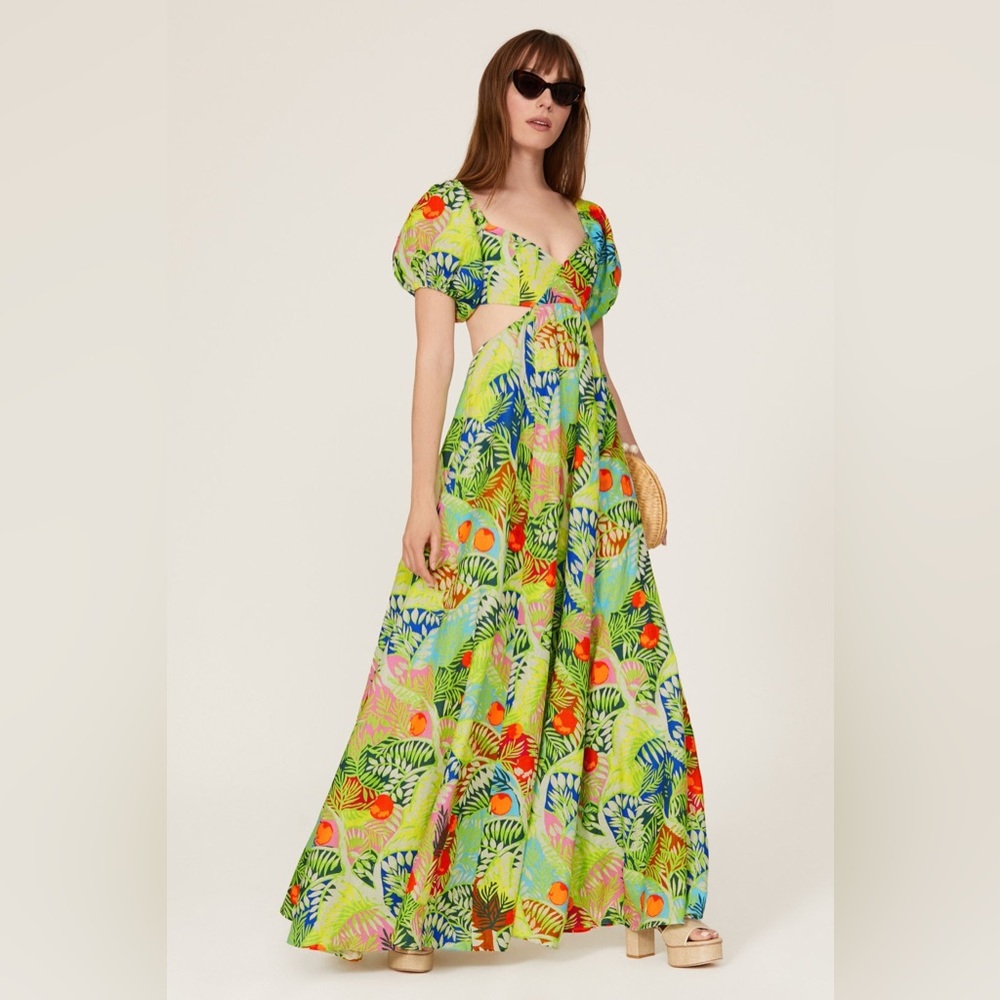 Staud Coliseum Linen Cutout Maxi Dress